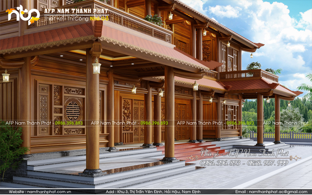 Mẫu nội thất nhà vườn 240m2 gỗ gõ đỏ sang bậc nhất Thanh Hóa