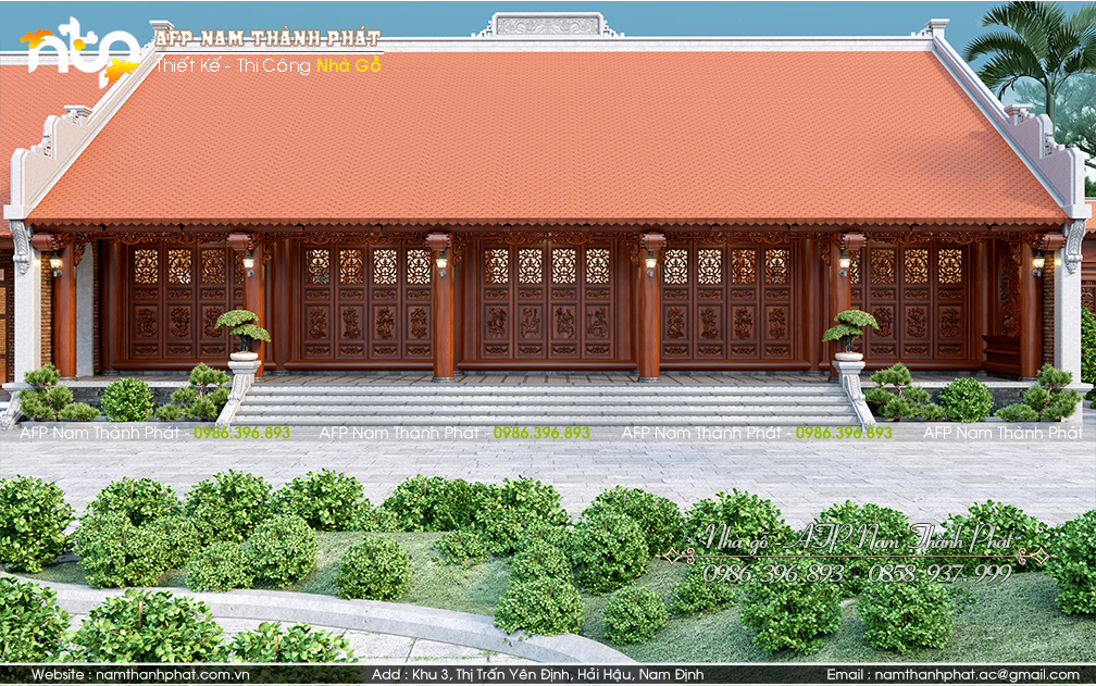 Mẫu thiết kế nhà thờ họ 5 gian 2 mái chữ nhất tại Nam Định