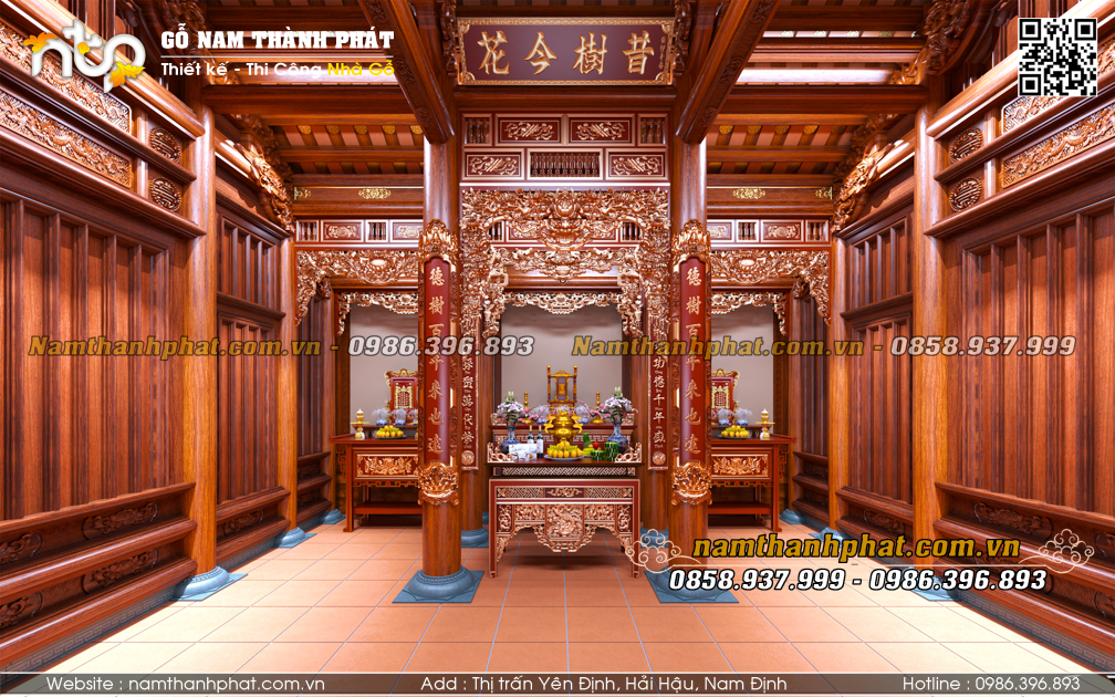 Nội Thất Nhà Thờ 3 Gian Kích Thước Nhỏ Được Sơn Son Thếp Vàng Cực Sang Trọng