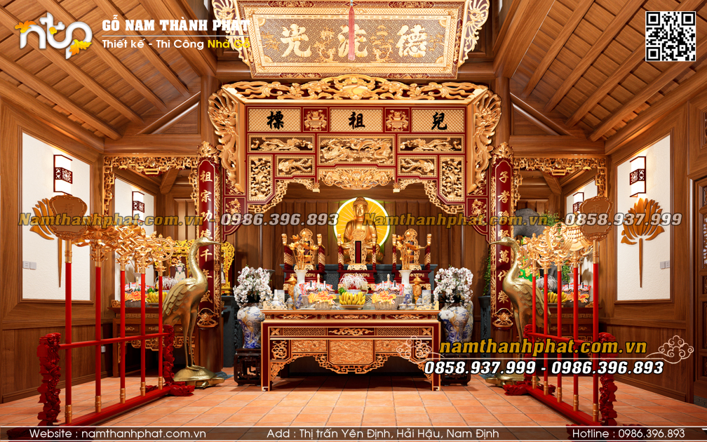 Nội Thất Nhà Thờ 3 Gian 8 Mái – Mẫu Thiết Kế Sơn Son Thếp Vàng Đẹp, Trang Trọng.