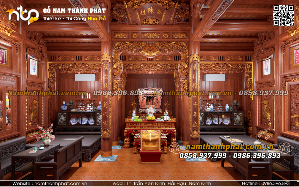 thiết kế nội thất nhà gỗ 3 gian siêu đẹp