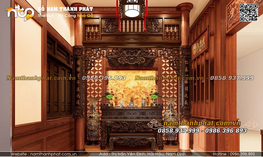 Phòng Thờ Truyền Thống Đơn Giản Trong Nhà Xây Hiện Đại Đẹp Chuẩn Phong Thủy.