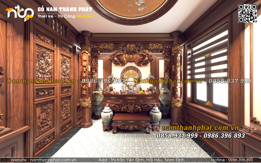 tổng quan phòng thờ truyền thống siêu sang trọng