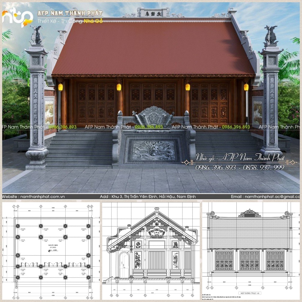 Báo Giá Thiết Kế Nhà Gỗ 3 Gian - Nhà Gỗ AFP Nam Thành Phát
