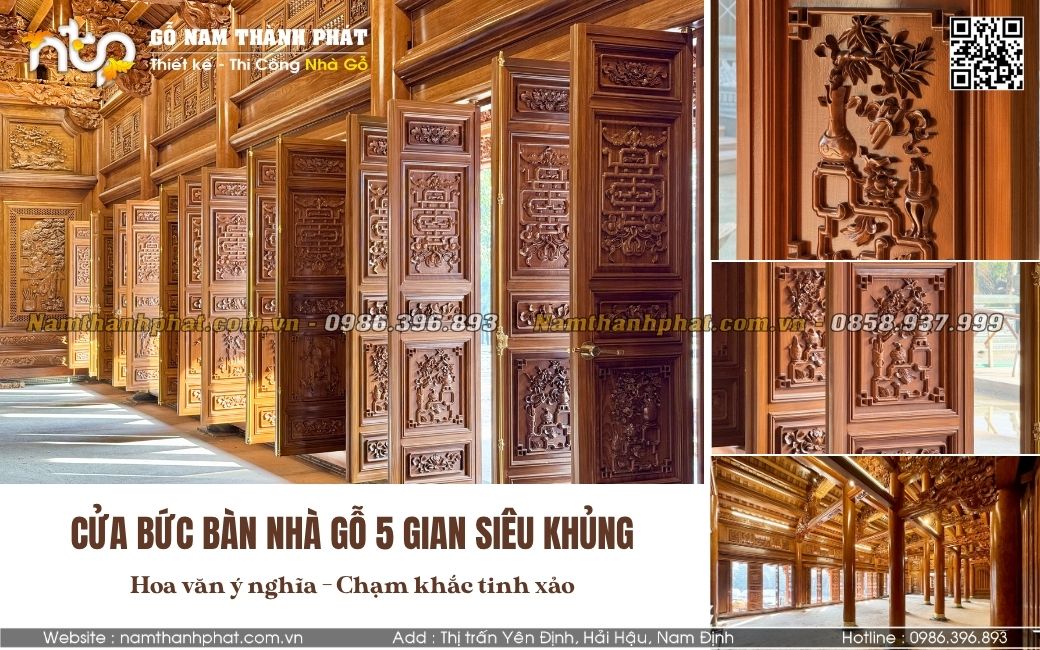 Cửa Bức Bàn Trong Nhà Gỗ 5 Gian Siêu Khủng
