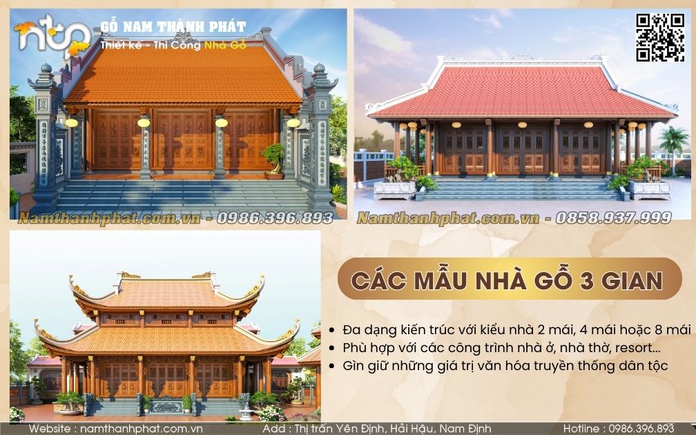 Tổng Hợp 10++ Mẫu Nhà Gỗ 3 Gian Đẹp, Đa Dạng Kiến Trúc Với Kiểu Nhà 2 Mái, 4 Mái Hay 8 Mái.