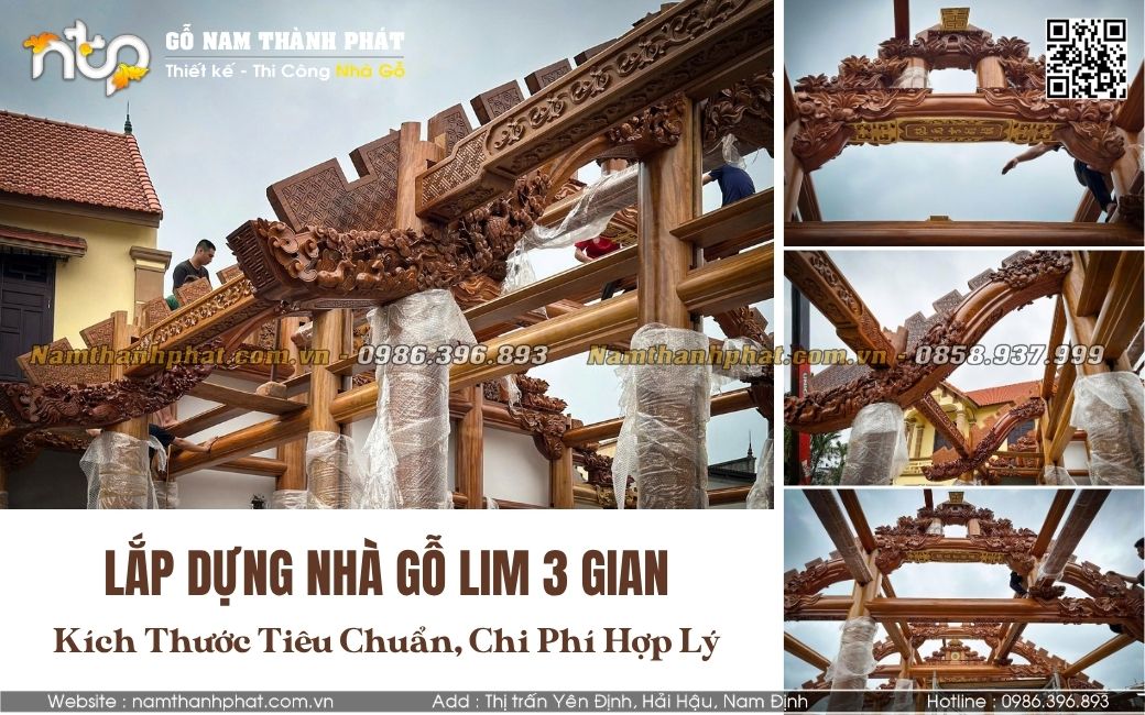 Lắp Dựng Nhà Gỗ Lim 3 Gian Tại Thanh Hóa - Kích Thước Tiêu Chuẩn, Chi Phí Hợp Lý