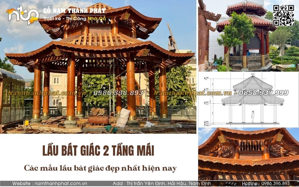 Lầu Bát Giác 2 Tầng Mái Đẹp Nhất Hiện Nay