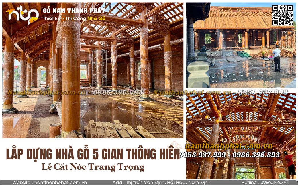 Lắp Dựng Nhà Gỗ 5 Gian Thông Hiên Siêu Khủng Cực Đẹp (Phần II) - Lễ Cất Nóc