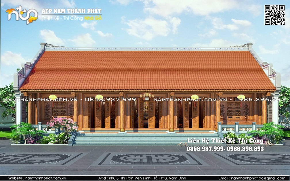 nhà gỗ 5 gian thông hiên