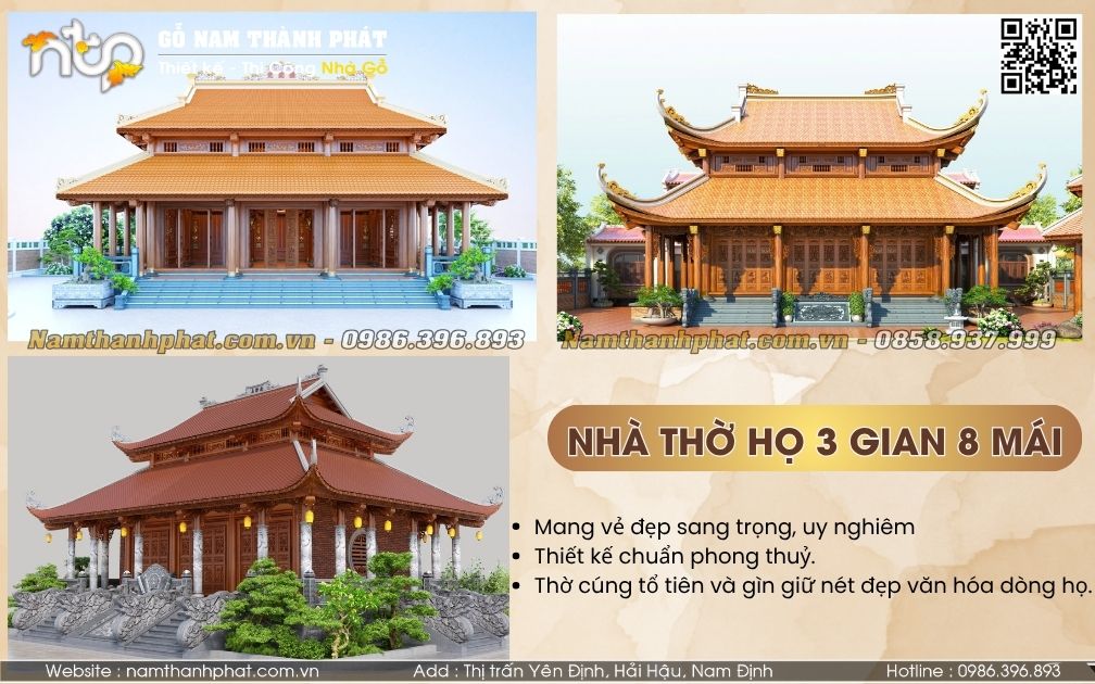nhà thờ họ 3 gian 8 mái đẹp nhất 2025