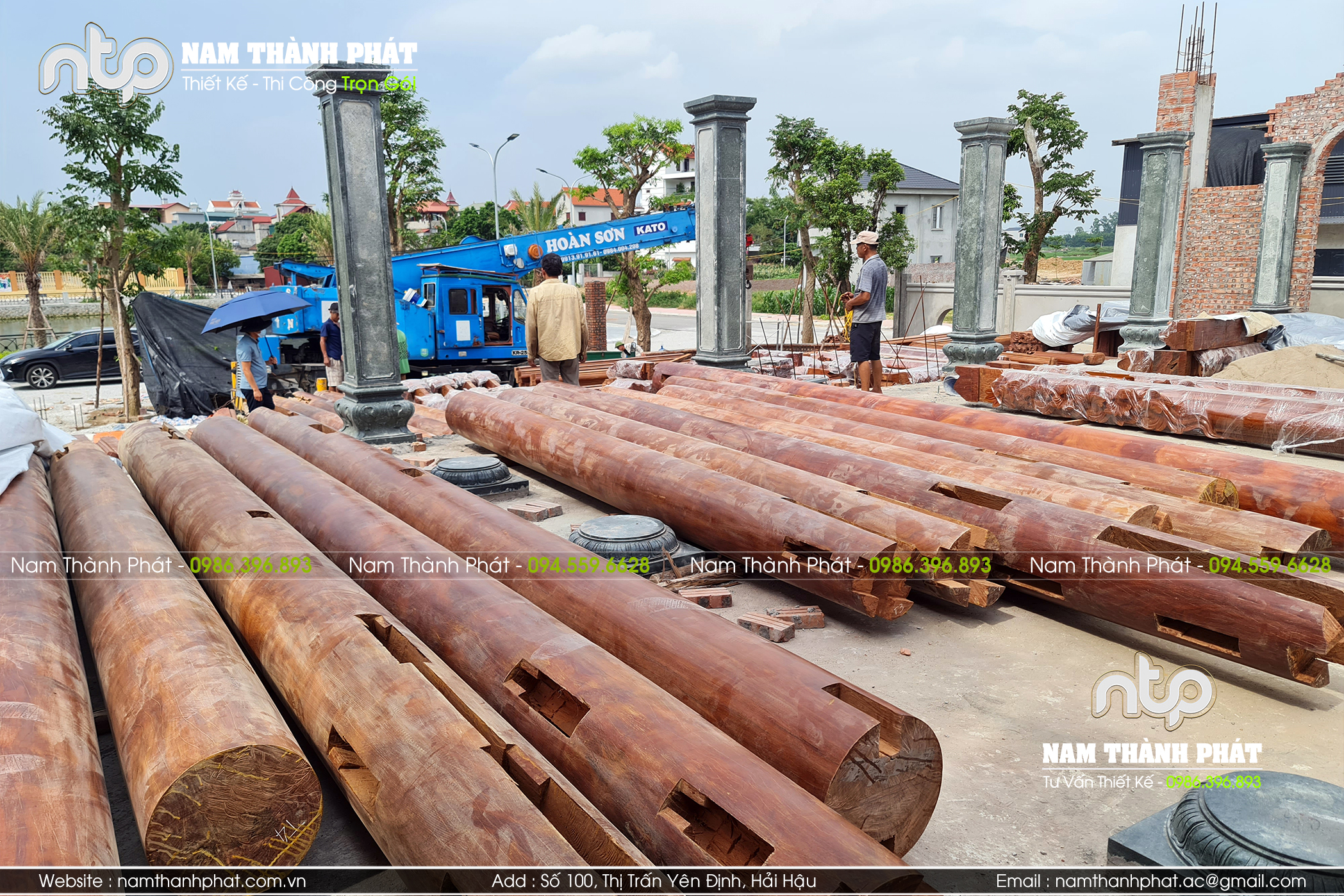 Thi công nhà gỗ lim campuchia 5 gian đẹp tại Bắc Ninh