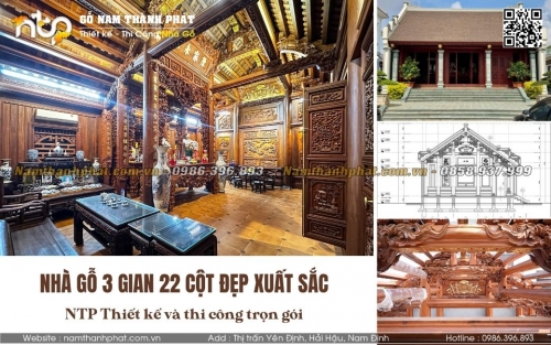 Nhà Gỗ 3 Gian 22 Cột Đẹp Nhất Nam Định - Nam Thành Phát Thiết Kế, Thi Công Trọn Gói